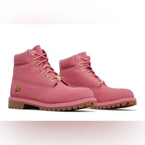 NEW Timberland Pink Kids Lace Up Combat Boots 1.5Y